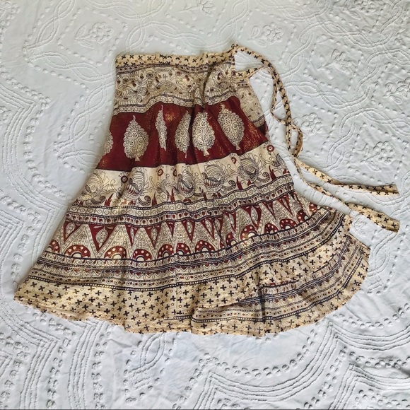 Vintage 70’s boho lurex wrap skirt - Picture 1 of 9